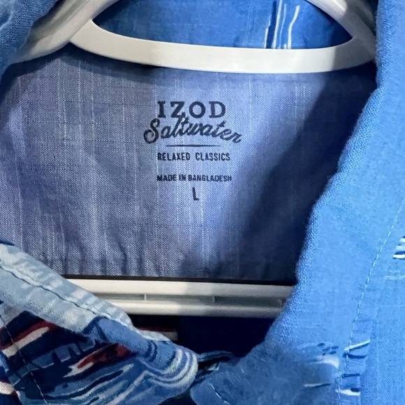 Izod Men’s Saltwater Dockside Chambray Blue Sailboat Shirt - Sz. Large - Picture 6 of 6